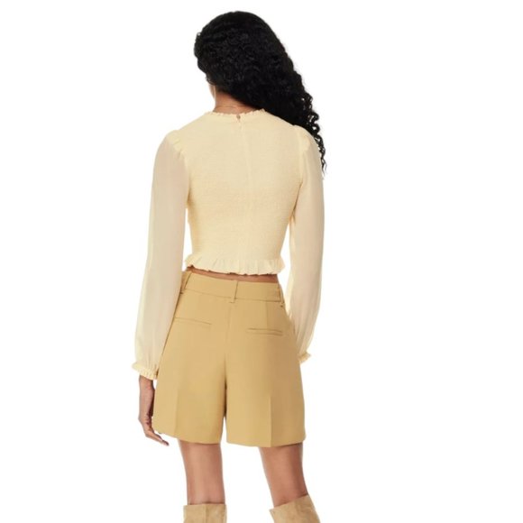 NEW Aritzia | Wilfred Tempest Blouse Smocked Chiffon Blouse in Whipped Butter - Picture 9 of 15